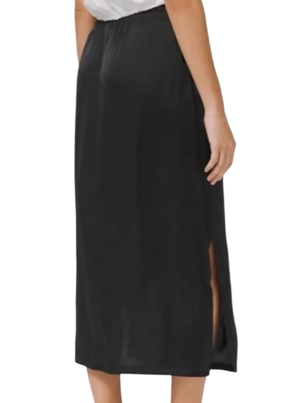 Lululemon Black Satin Glide Slip Away Skirt, 10, Flowy, Breezy, Sleek, Sporty